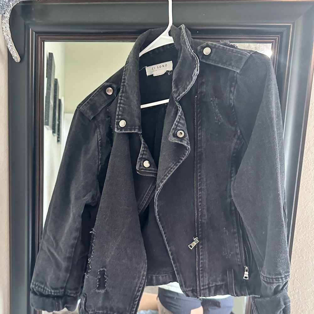 Size Large Black Denim Jackets destroyed